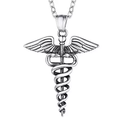 Stainless Steel Caduceus Angel Nursing Themed Pendant Nurse RN Necklaces For ... • $15.19
