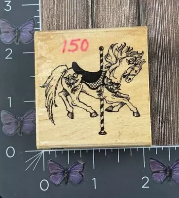 Stampendous Carousel Horse Merry Go Round 1989 Rubber Stamp Wood #BL38 • $4.99