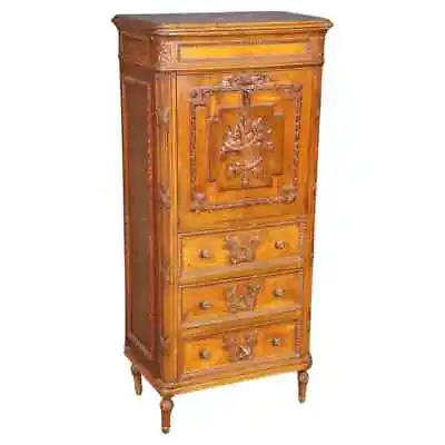 Fine Carved Walnut French Louis XV Secretary Desk Abatant Basket Of Flowers • $1995