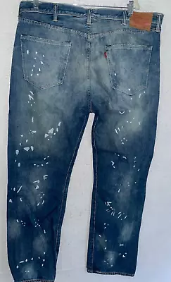 NEW Mens LEVIS 501 Paint Splatter Bleached Jeans Distressed Blue Denim 42 X 32 • $39.99