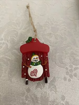 MINIATURE RED SLED With SNOWMAN ORNAMENT 2  • $6.50