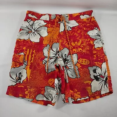 Maui And Sons Red Floral Swim Trunks Board Shorts Mens Size 36 • $17.97