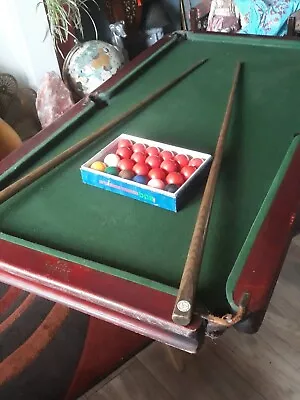 £21 • Buy Antique Edwardian Bar Billiards Snooker Table Table Top Balls Cues Vintage