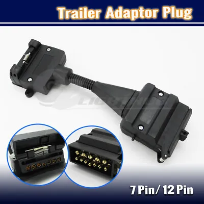 $16.95 • Buy 12 Pin Plug To 7 Pin Flat Socket Trailer Adaptor Caravan Wiring Connector 4wd