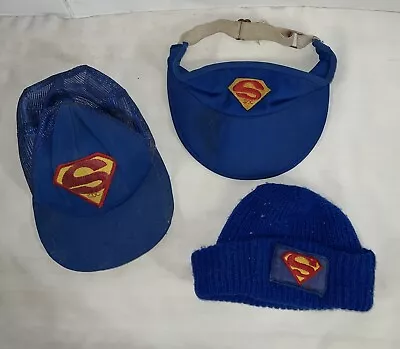 Vintage Dc Comics Superman Log Kids Winter Stocking Hat Snap Back Cap And Visor • $4.99