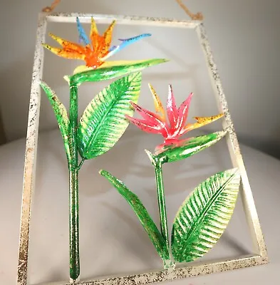 Haitian Painted Metal Wall Art Hanging  Bird Of Paradise  11.5  X 18.5  Colorful • $29.95