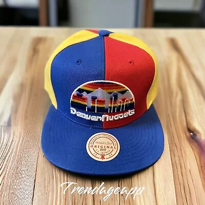 Mitchell Ness Hardwood Classics Denver Nuggets City Red Yellow Blue Snapback Hat • $24.99