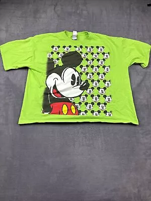 Vintage 90s Mickey & Co Mickey Mouse T-Shirt Adult 2XL Cropped Fit Green • $17.46