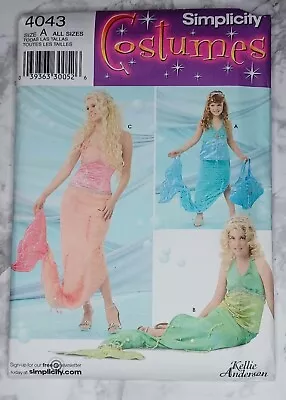 Simplicity Pattern 4043 UNCUT Mermaid Costume Women 10-16 Child 2-4 Girls 8-12 • $4.95