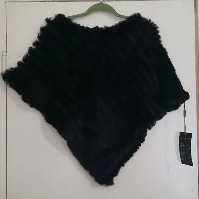 NWT Knoles & Carter Genuine Black Rabbit Shawl /Poncho  • $35