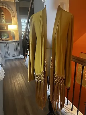 Free People Mustard Colored Fringed Blazer • $34