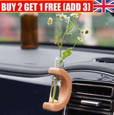 Mini Glass Car Flower Vase Clip Plant Floral Container Car Air Vent Ornament • £4.79