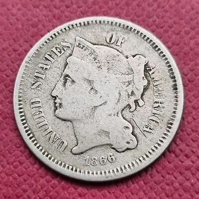 $14.99 • Buy 1866 Three Cent Nickel 3c Circulated #49799