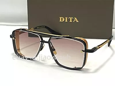 Dita Mach-Six DTS121 62-04 BLK /GLD Metal Aviator Sunglasses Yellow Gradient Len • $125.99