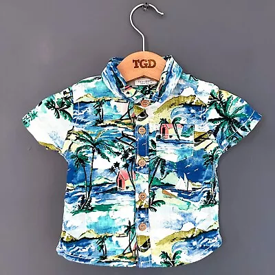 Baby Boys Next Hawaiian Short Sleeved 100% Cotton Shirt Top Age 0-3 Months • £1