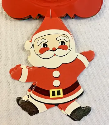 Vintage Santa Honeycomb Christmas Garland Decor Diecut Red Green Accordian 8 Ft • $12