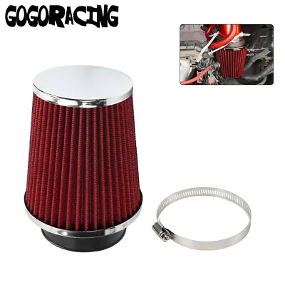 Red 3  76mm High Flow Cold Air Intake Cone Replacement Dry Filter Universal USA • $12.05