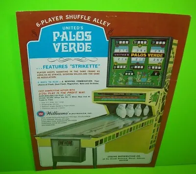 Palos Verde Shuffle Alley Arcade Game FLYER Original 1970 United Puck Bowling • $24.65