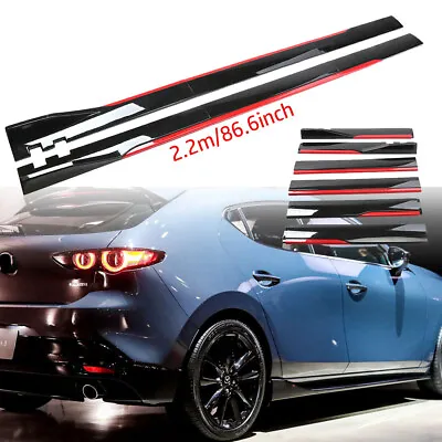 Glossy Black+Red Style Side Skirt Body Kit For Mazda 3 Sedan Hatchback 2018-2022 • $69.99