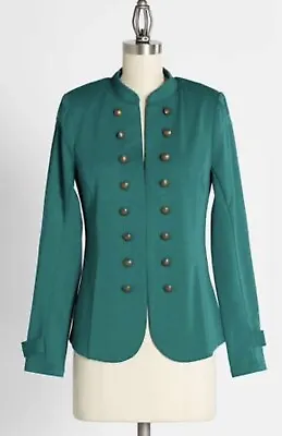 Modcloth Women  Green Boho Military  Preppy Blazer Jacket Size Large • $37.10