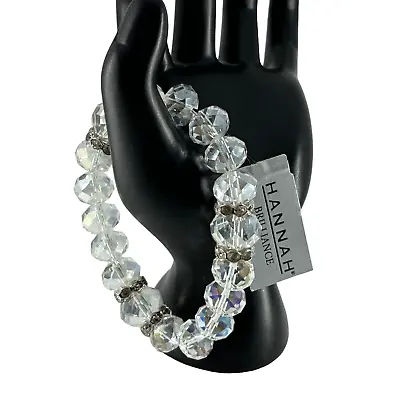 Hannah Brilliance Crystal Rhinestone Clear Beaded Stretch Bracelet New • $16.79