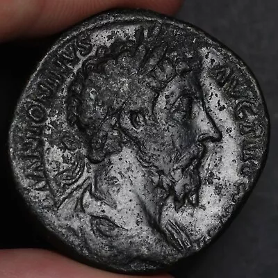 Marcus Aurelius Sestertius Ancient Roman Empire Bronze AE Coin Very Fine 171AD • £120.18