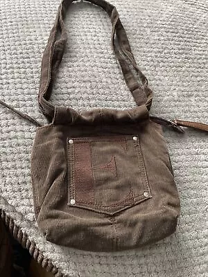 Elle Little Brown Corduroy Bag 90s Y2K E On The Front • £10