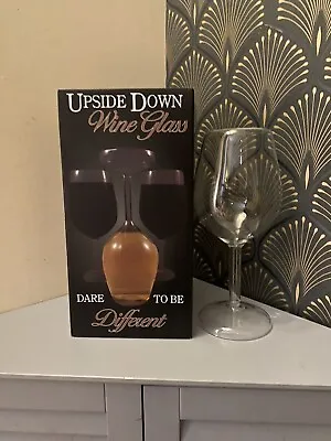 Upside Down Wine Glass Boxed Never Used 21cm Tall Full Bottle Novelty Gift • £10