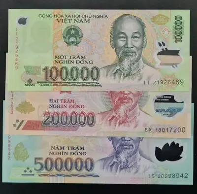 Vietnam 100000 200000 500000 Dong Vnd Vietnam Banknote Currency Unc • $47