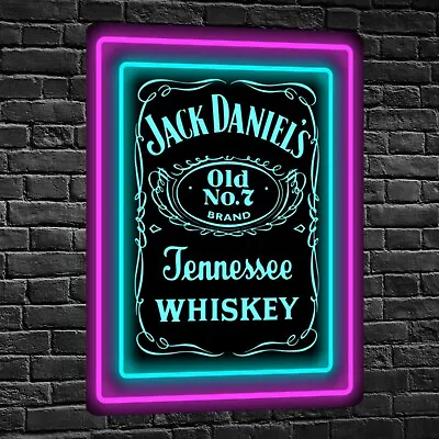 £5.99 • Buy Jack Daniels Sign Neon Effect Plaque Home Decor Pub Bar Whisky Beer Man Cave