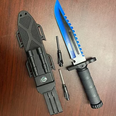 Hunting Knife 13  MILITARY TACTICAL SURVIVAL  With Fire Starter +Sharpener • $21.99