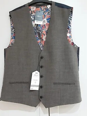 Waistcoat Brown Check 44R  Brand New Next Men’s.  (F27/8) • £19