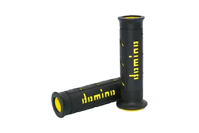 Domino A250 Black / Yellow Open End Soft Road Grips To Fit  Yamaha XV 250 Virago • $28.29