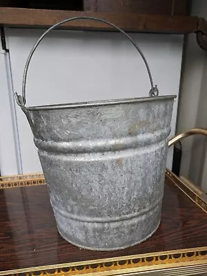 Vintage Metal Galvanised Bucket With Handle - Prop Planter Pot Garden Feature • £19.99