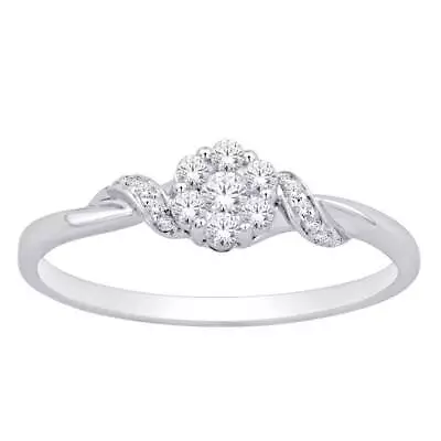 $730.54 • Buy 10 KT White Gold 1/6 CTTW Diamond Flower Ring