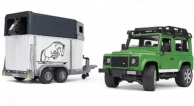 Bruder 02592 Land Rover Defender W/ Horse Trailer And Horse • $55