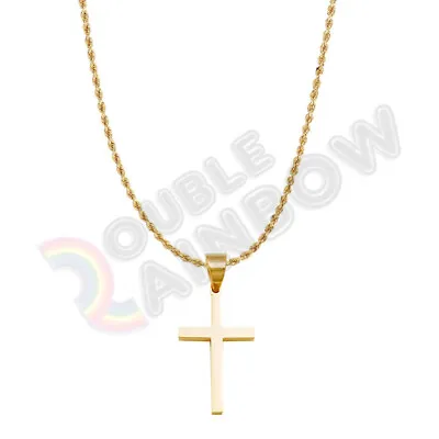 Men's Gold Plated Stainless Steel Necklace Cross Rope Chain With Pendant *P30 • $12.48