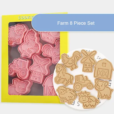 $16.99 • Buy 8PCS Farm Cake Tools Cookie Cutter Set Cutters Biscuit Mold Stamp Fondant Mould