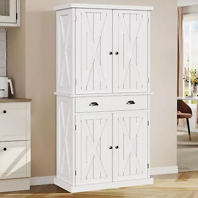 72'' Kitchen Storage Cabinet Pantry Cupboard With 4 Doors & Adjustable Shelves • $195.99