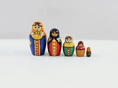 Russian Matryoshka Nesting Dolls Set Of 5 Wooden Hand Painted Vintage • $21.21