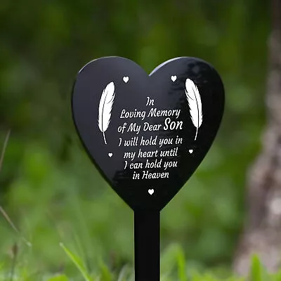 Son Memorial Plaque Heart Stake Grave Marker Remembrance Gift Garden Memorial • £9.99