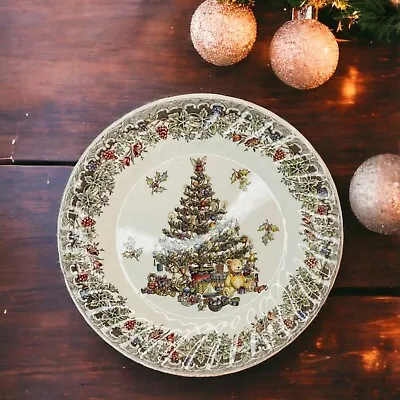  Christmas Tree Season's Greetings Queen’s Myott Factory Design 10  Dinner Plate • $30.10