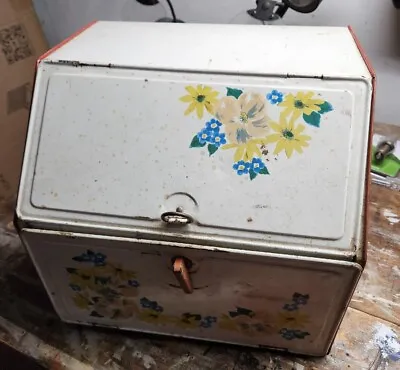 $75 • Buy Vintage Metal White 2 Level Bread Box With Floral Design