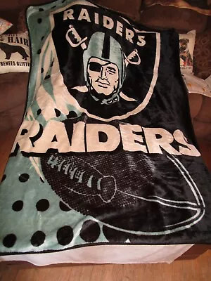 Vintage Plush 80s Raiders Blanket In Excellent Shape 60  X82  • $29.95