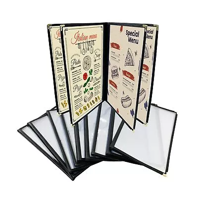 VOELIGT 10 Pack Menu Covers 8.5x14in 4 Pages 8 Views Folder Black Menu Holder... • $93.32