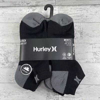 Hurley Men's Low Cut Socks 6-Pack Sport Active Designer Cushioned Daily Black • $16.99