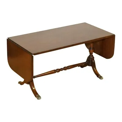 Beautiful Regency Style Coffee Table Drop Leaf Paw Brass Feet • $808.96