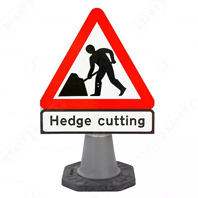 Reflective Men At Work With Hedge Cutting Sup Plate Cone Sign 750mm - Chapter 8  • £48.10