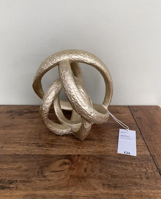 £15.99 • Buy Next - Hammered Gold Loop Round Ornament Sculpture - BNWT