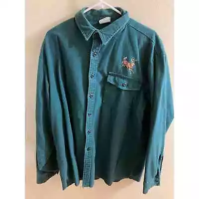 Vintage Ideal Shirt Mens XL Green Chamois Button Up Hunting Deer Long Sleeve • $19.99